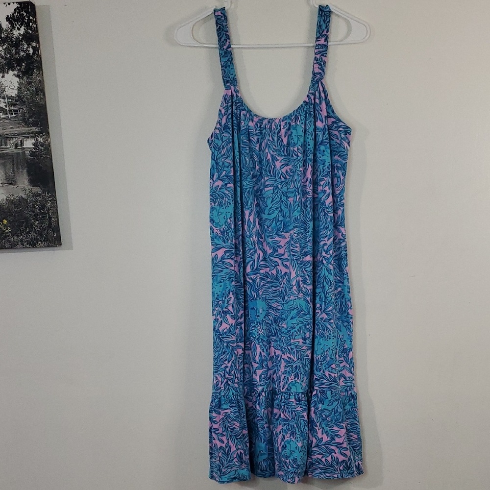 Lilly Pulitzer Collins Tank Dress Size Medium Knee Length Blue Pink